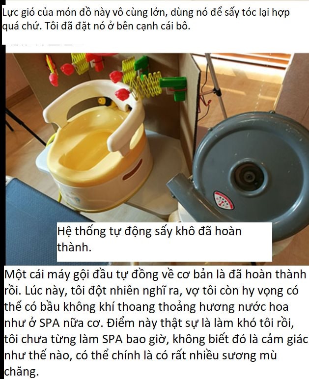 Chồng tâm lý sáng chế máy gội đầu kiêm massage cho bà xã, nhưng lúc thực nghiệm lại khiến dân mạng hoang mang: 