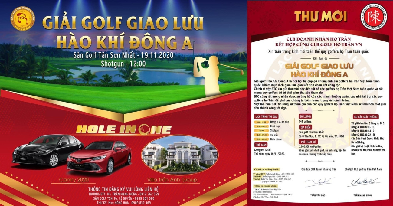 CLB Golf họ Trần Việt Nam và CLB Doanh nhân họ Trần đồng tổ chức giải Golf Giao lưu Hào Khí Đông A – Lần thứ 1 - Ảnh 1.
