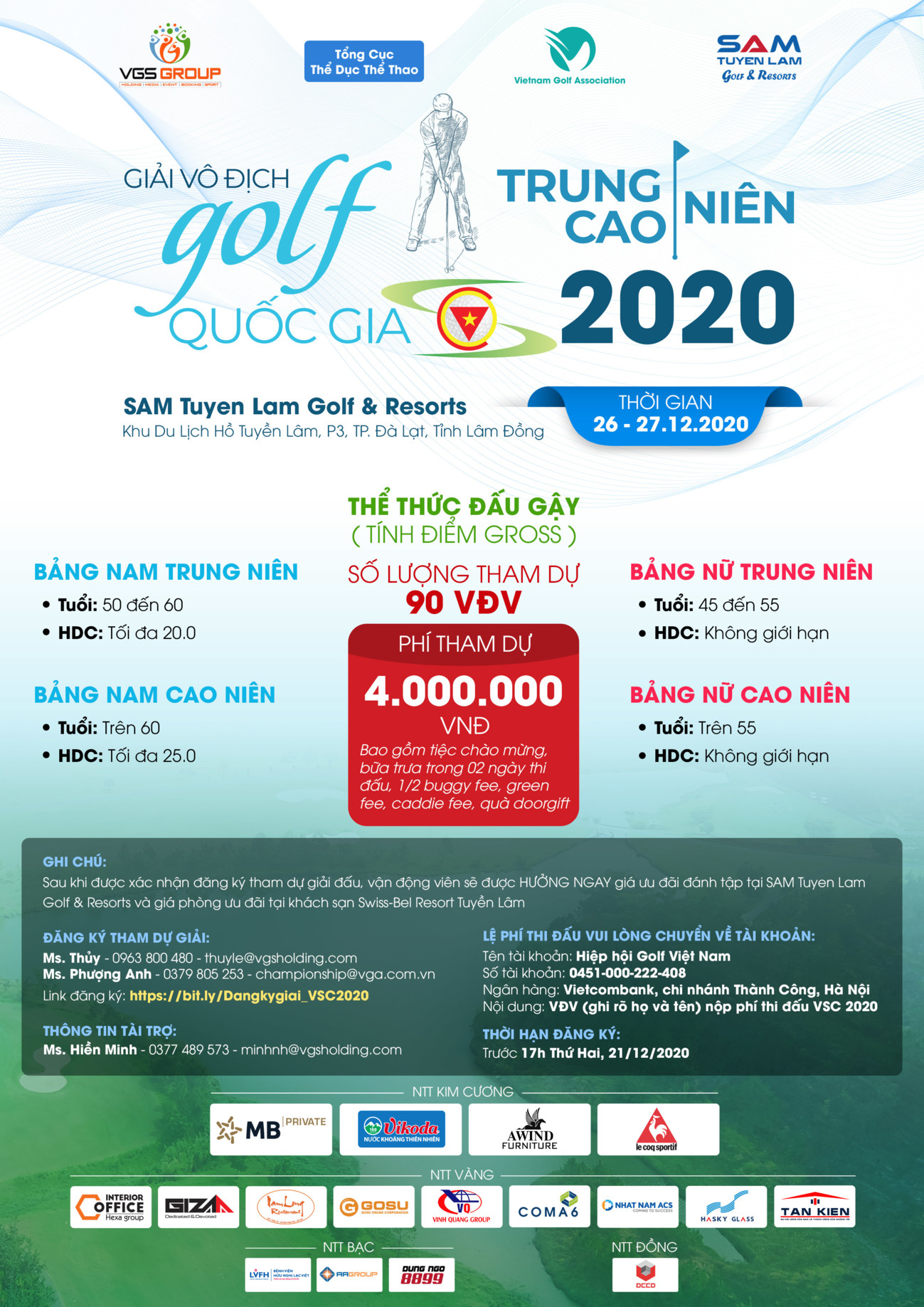 Giải Vô địch Golf Trung – Cao niên Quốc gia 2020 khởi tranh vào cuối tháng 12 - Ảnh 1.