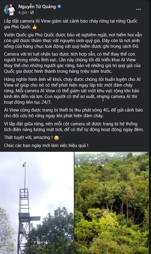 CEO Bkav Nguyễn Tử Quảng: Lắp đặt AI View để cảnh báo cháy rừng tại Phú Quốc - Ảnh 1.