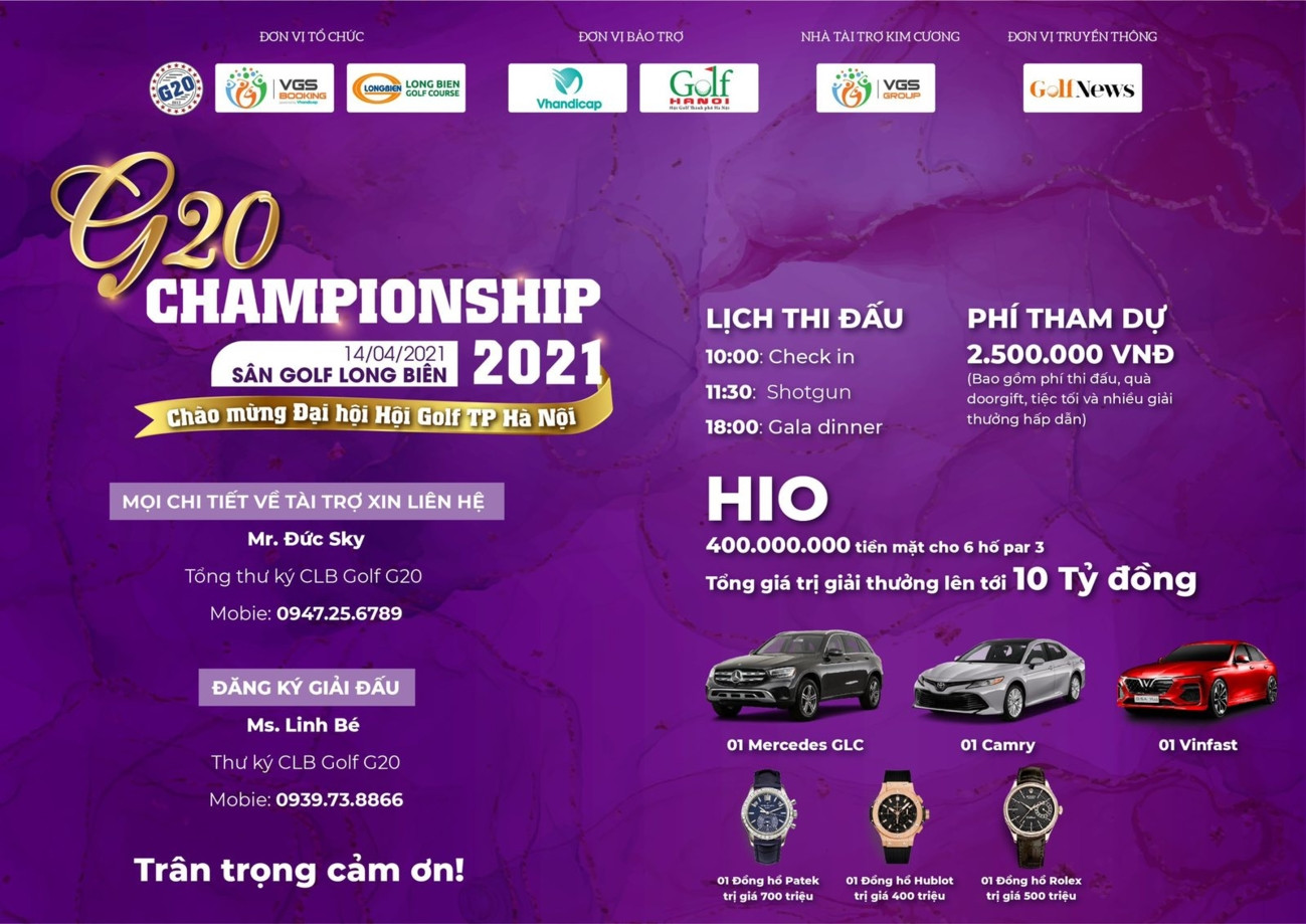G20 Championship 2021 – Hấp dẫn với bộ giải thưởng HIO “khủng”’ - Ảnh 1.