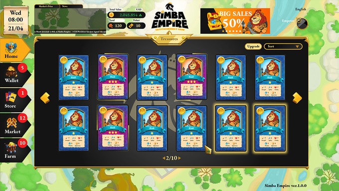 Giao diện thẻ nhân vật trong game Simba Empire. Ảnh: Coinspeaker