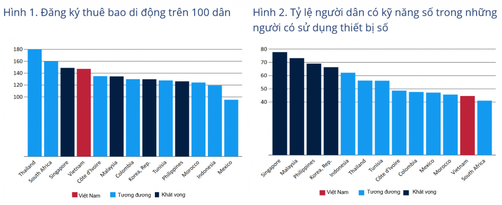 Nhiều người Việt Nam sử dụng điện thoại di động nhưng kỹ năng kỹ thuật số còn hạn chế. Báo cáo Điểm lại của Ngân hàng Thế giới, tháng 8.2021