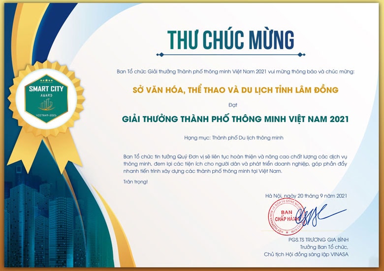 Thư chúc mừng của VINASA