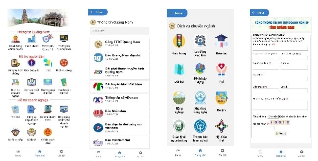 Một số giao diện của ứng dụng “Smart Quang Nam”