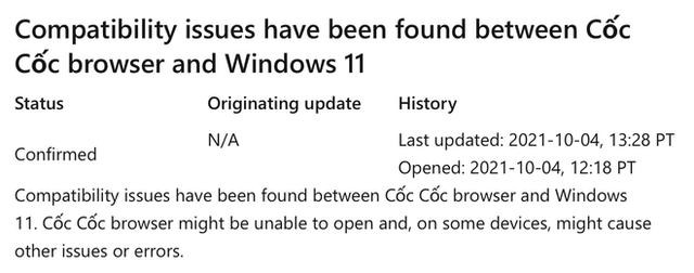 Cốc Cốc phản hồi khuyến cáo của Microsoft về lỗi chạy không ổn định trên Windows 11 - Ảnh 1.