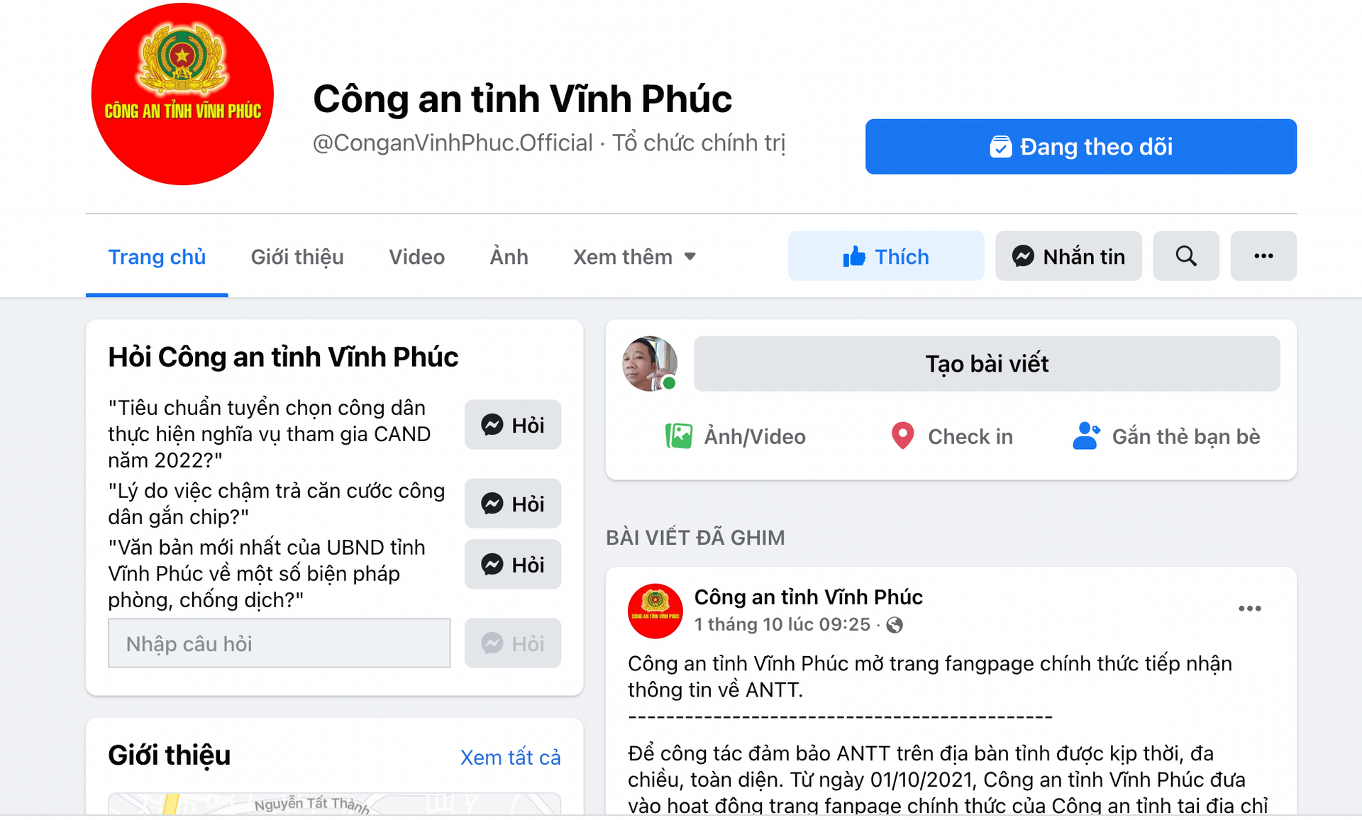 Xác định hacker tấn công Fanpage của Công an tỉnh Vĩnh Phúc