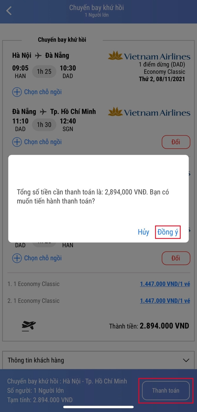 Hướng dẫn chi tiết cách đặt vé máy bay trên app vHandicap - Ảnh 7.