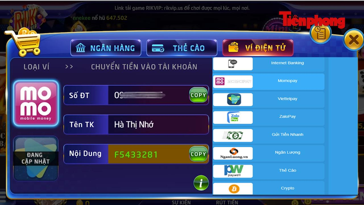 Ví điện tử tiếp tay cờ bạc online nở rộ?