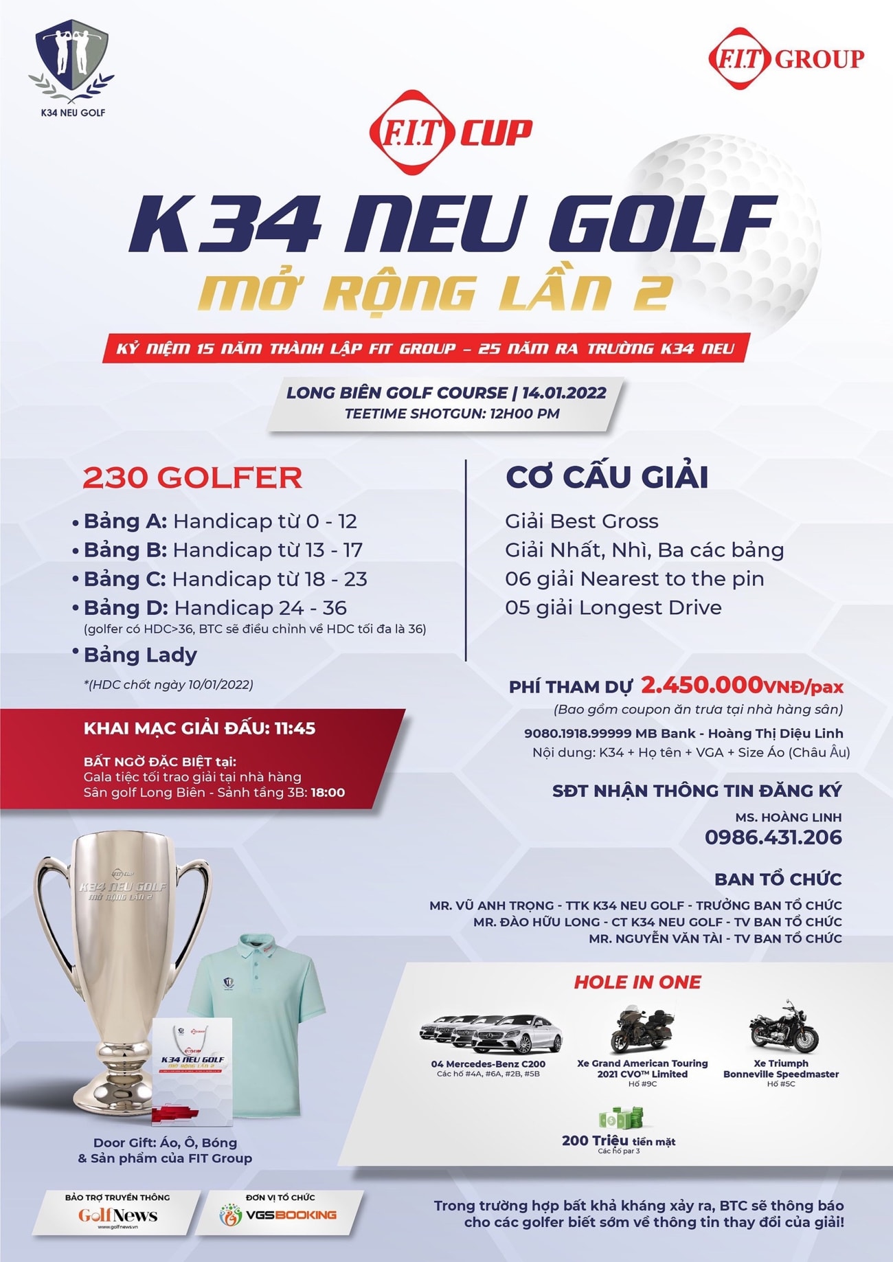 FIT Cup K34 NEU Golf mở rộng lần 2 – Hấp dẫn với cơ cấu giải thưởng HIO - Ảnh 1.