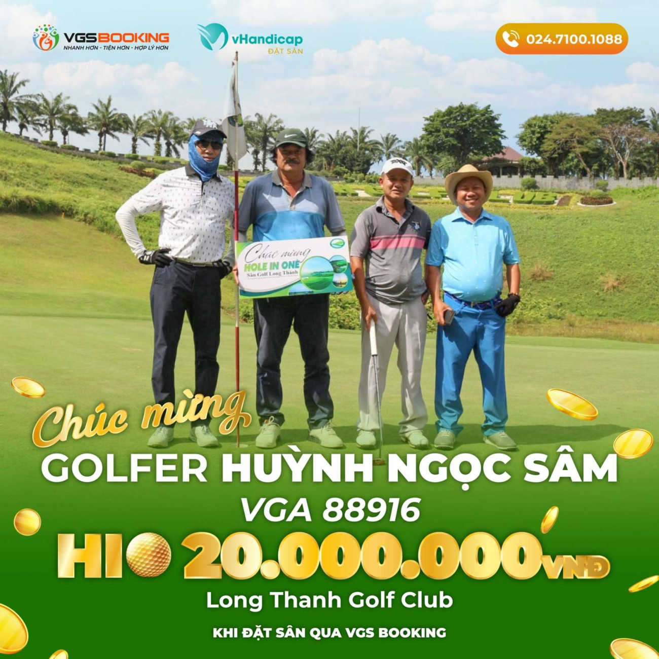 Đặt sân qua VGS Booking, golfer Huỳnh Ngọc Sâm được tặng 20 triệu đồng tiền thưởng khi ghi HIO - Ảnh 1.