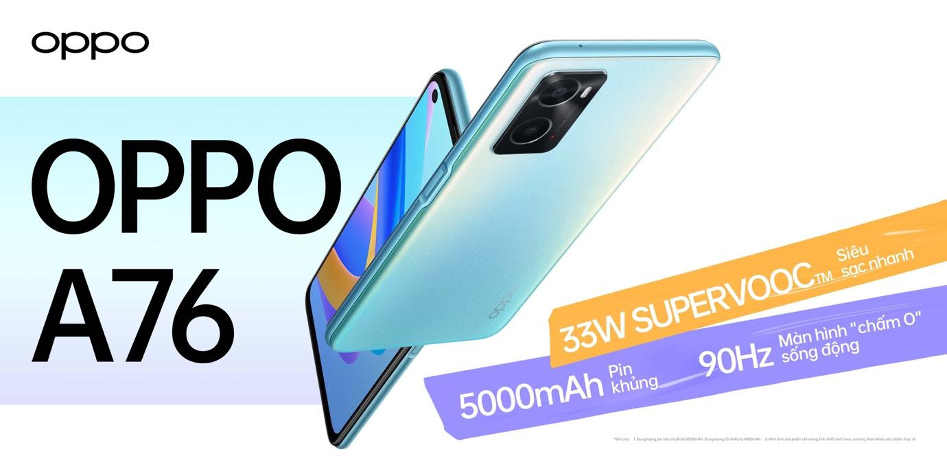 OPPO A76 - smartphone sạc nhanh nhất trong phân khúc tầm trung, giá từ 5,9 triệu đồng - Ảnh 1.