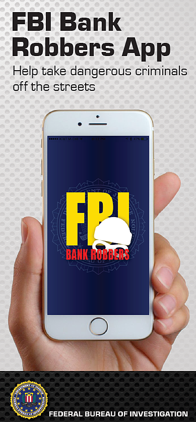 Giao diện FBI Bank Robbers App. Ảnh: FBI