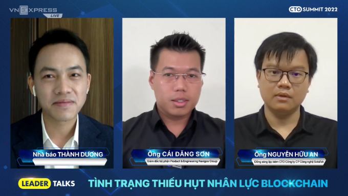 Các diễn giả tham gia Leader Talks sáng 17/5. Ảnh: chụp màn hình