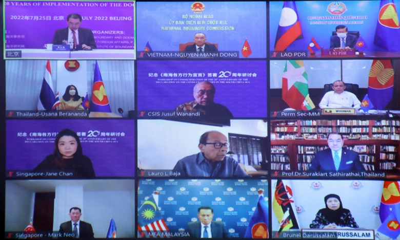 Hội thảo kỷ niệm 20 năm Tuyên bố về ứng xử của các bên tại Biển Đông (DOC) (2002-2022) được tổ chức theo hình thức trực tuyến