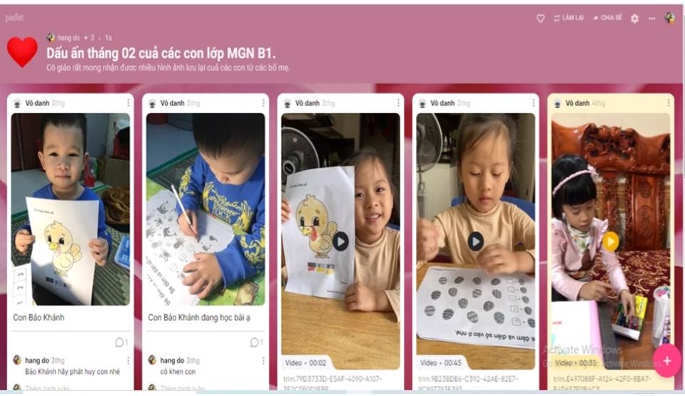 Học sinh mầm non trên địa bàn quận Cầu Giấy hào hứng chia sẻ bài tập qua phần mềm Pallet.