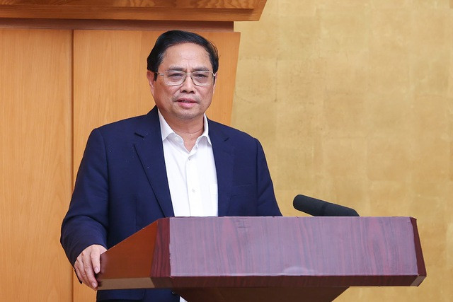 Thủ tướng Phạm Minh Chính yêu cầu gắn công tác truyền thông chính sách với việc bảo vệ nền tảng tư tưởng của Đảng, đấu tranh phản bác các luận điệu sai trái, thù địch. Ảnh: VGP