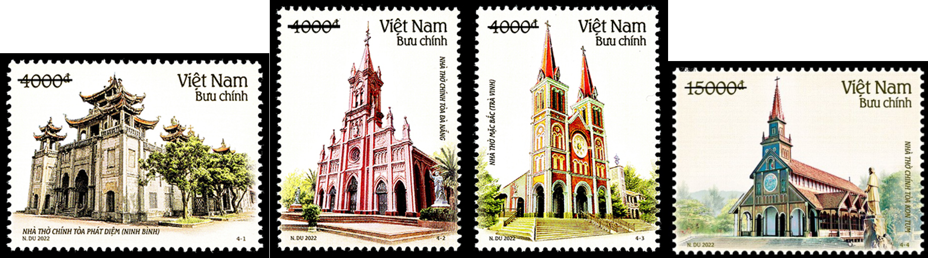 Kiến trúc nhà thờ Việt Nam trên tem bưu chính Việt Nam - Ảnh 2.