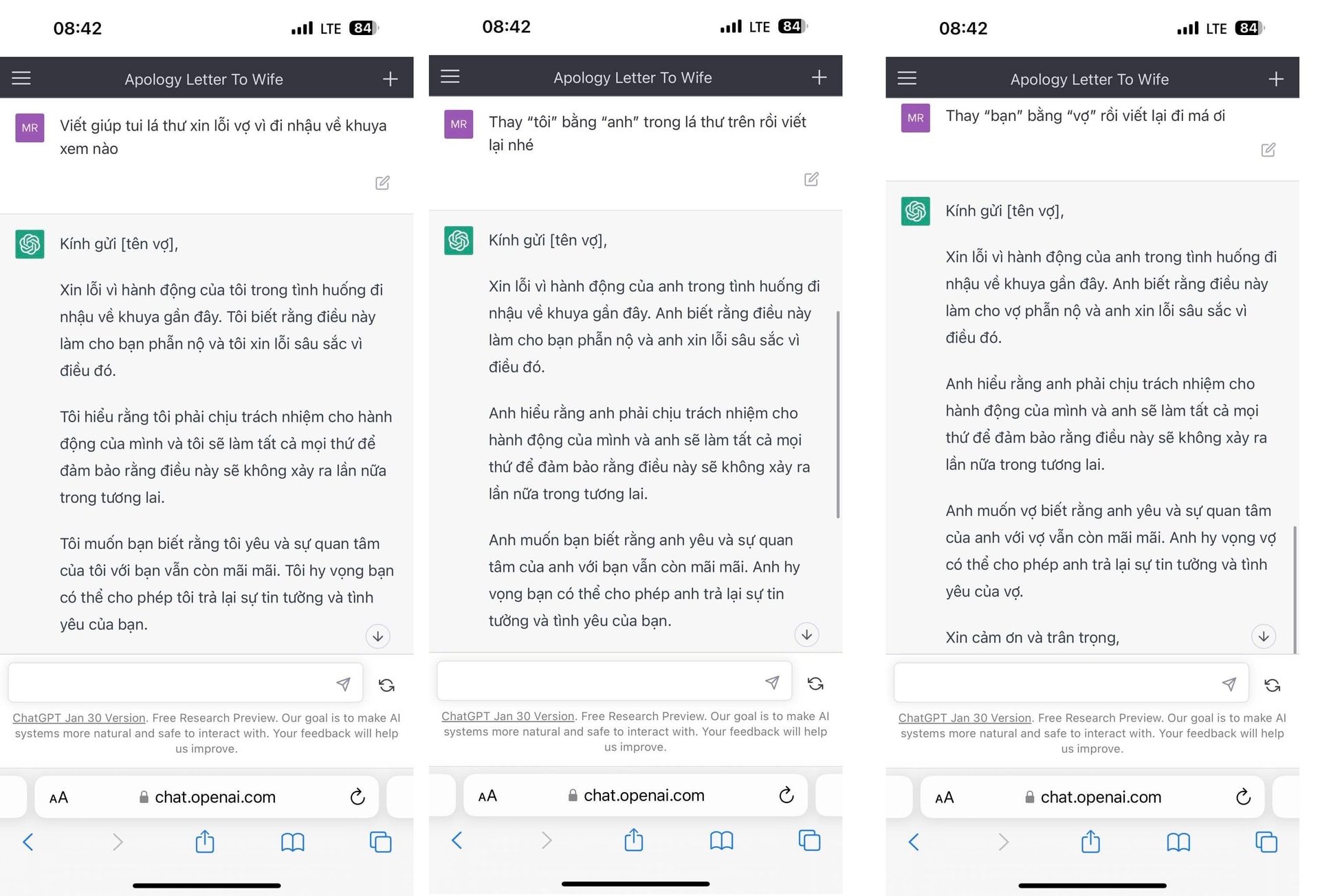 Ảnh chụp màn hình một trải nghiệm vui của người dùng về ChatGPT được chia sẻ trên Facebook