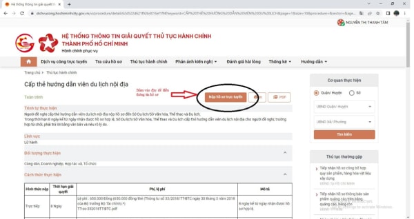 Sở Du lịch hướng dẫn thực hiện thủ tục hành chính trên Cổng Dịch vụ công TP.HCM - 6