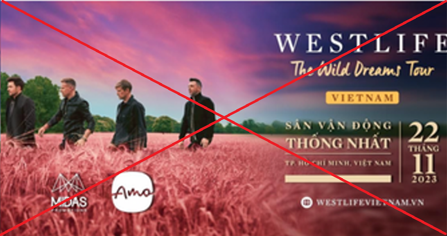 Cảnh báo website giả mạo bán vé concert Westlife chiếm đoạt tài sản