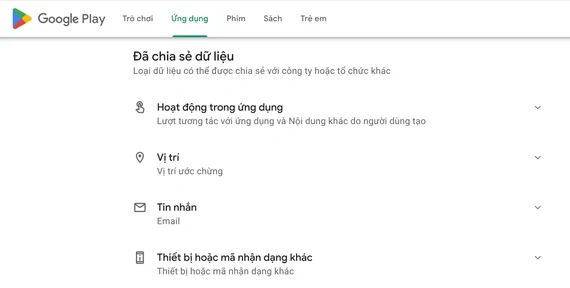 Kiểm tra danh sách dữ liệu mà ứng dụng thu thập. Ảnh: TIỂU MINH