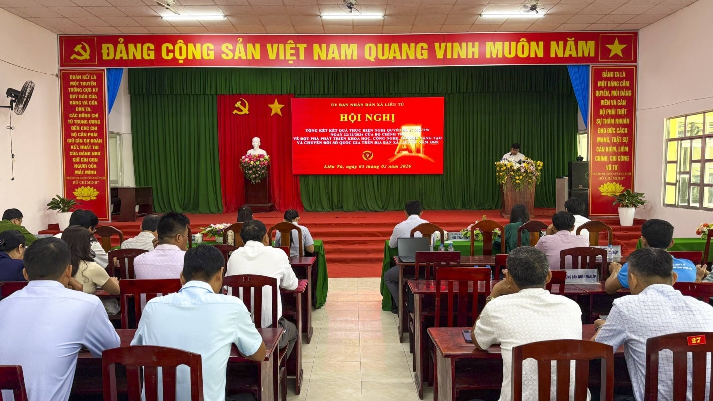 Hội nghị tổng kết thực hiện Nghị quyết số 71/NQ-CP ngày 01/4/2025 của Chính phủ thực hiện Nghị quyết số 57-NQ/TW ngày 22/12/2024 của Bộ Chính trị về đột phá phát triển khoa học, công nghệ, đổi mới sáng tạo và chuyển đổi số quốc gia trên địa bàn xã Liêu Tú. Ảnh: UBND xã Liêu Tú.