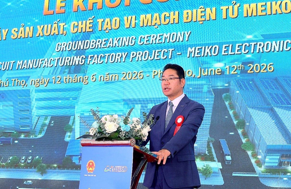 Lãnh đạo Tập đoàn Meiko Việt Nam phát biểu tại buổi lễ