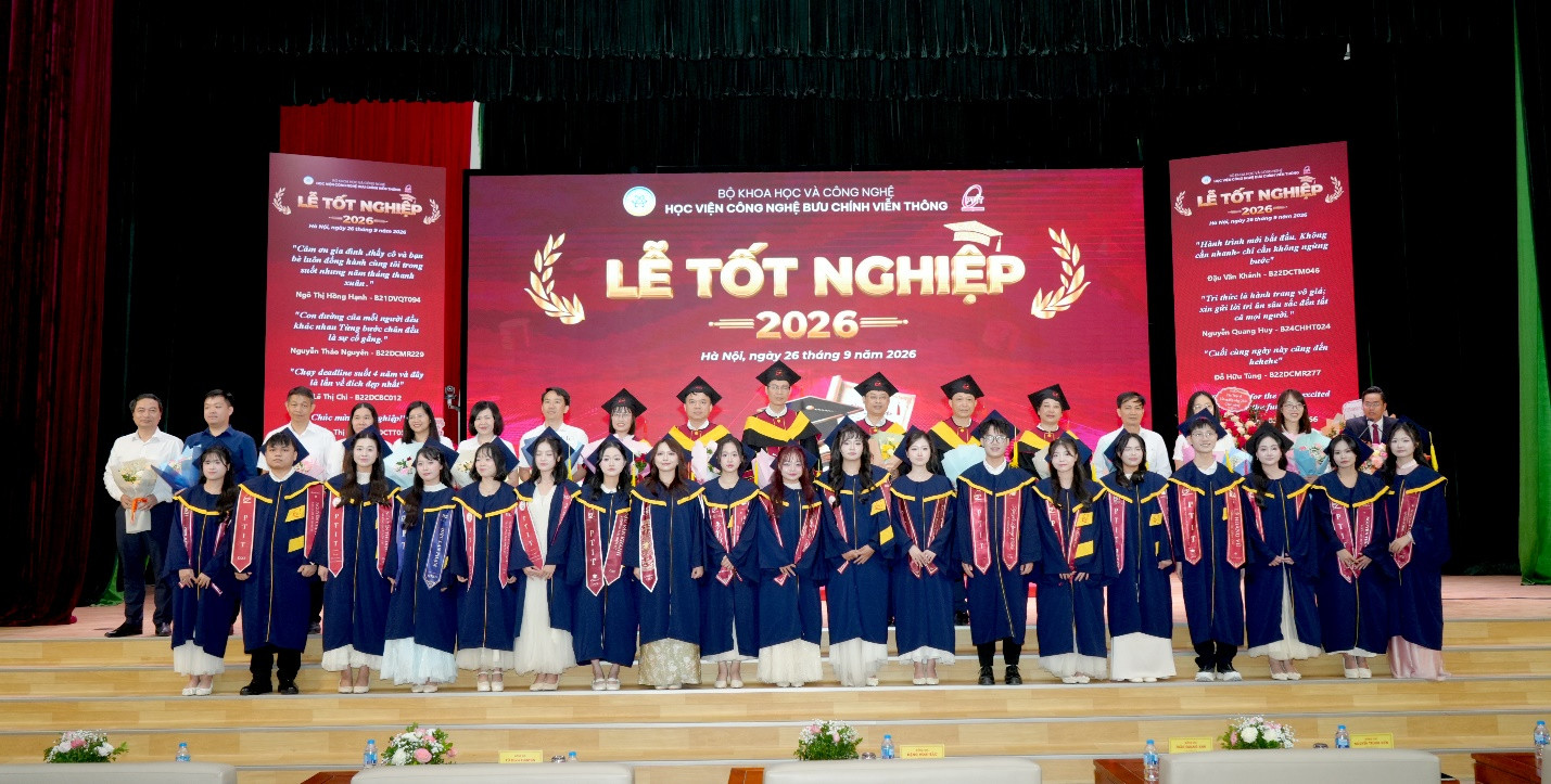 Ngày 26/9/2026, Học viện Công nghệ Bưu chính Viễn thông (PTIT) - Bộ KH&CN tổ chức Lễ tốt nghiệp Tiến sỹ, Thạc sỹ, cử nhân Đại học chính quy - Đợt 2 năm 2026.