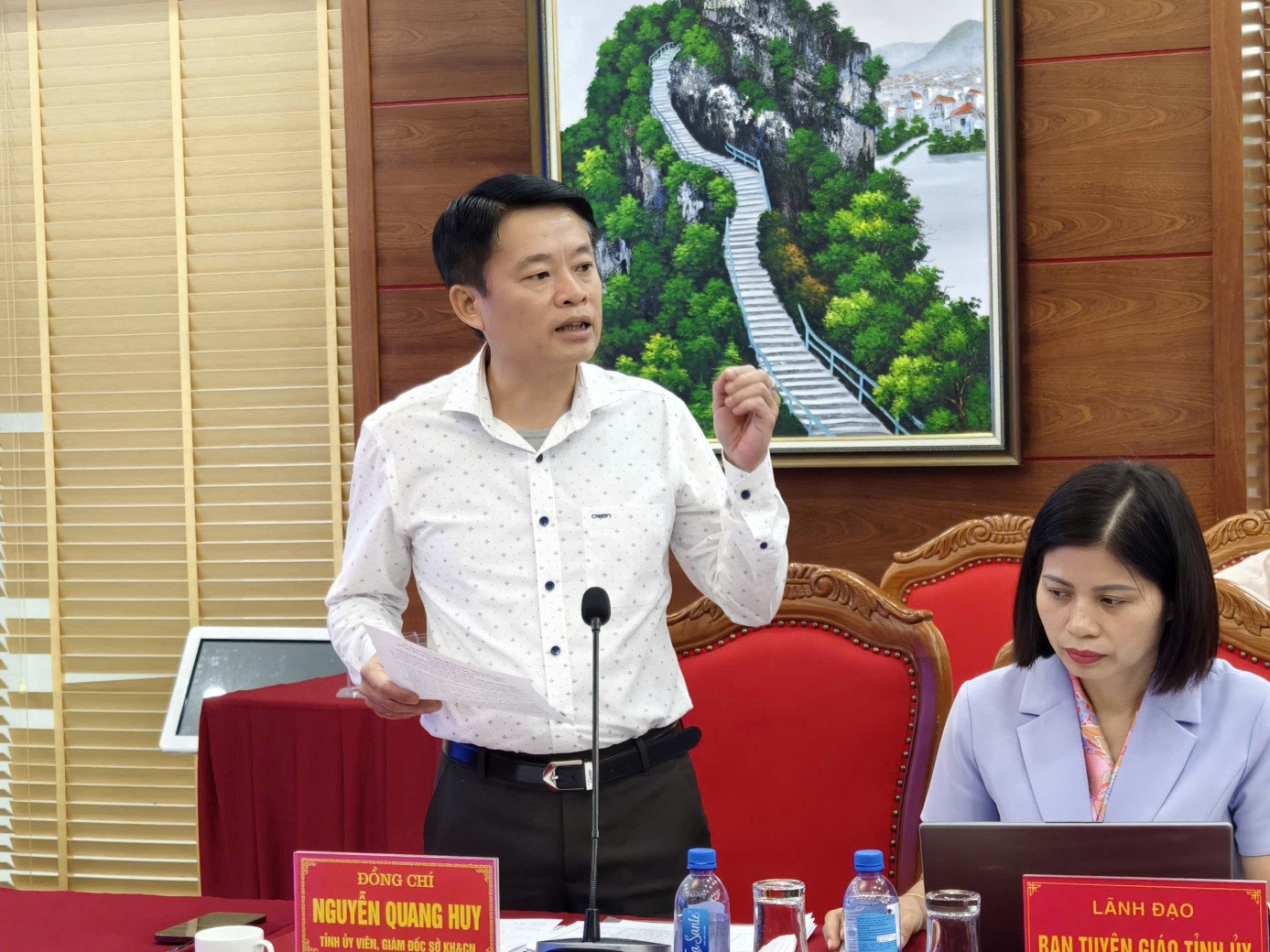 Ông Nguyễn Quang Huy, Tỉnh ủy viên, Giám đốc Sở Khoa học và Công nghệ, phát biểu kết thúc Hội thảo