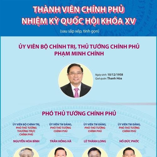 Thành viên Chính phủ nhiệm kỳ Quốc hội khóa XV (sau sắp xếp, tinh gọn)