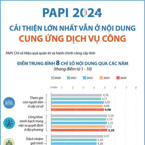 PAPI 2024: Cải thiện lớn nhất vẫn ở nội dung Cung ứng dịch vụ công