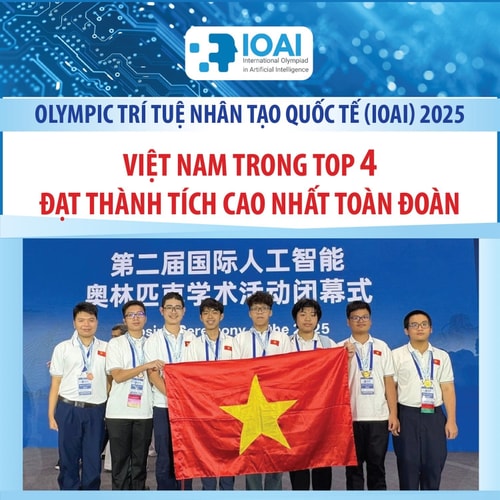Olympic Trí tuệ nhân tạo quốc tế (IOAI) 2025: Việt Nam trong nhóm 4 quốc gia, vùng lãnh thổ đạt thành tích cao nhất