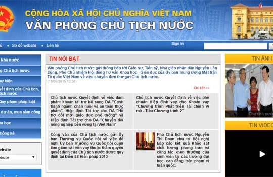  Khai trương trang thông tin điện tử Văn phòng Chủ tịch nước 