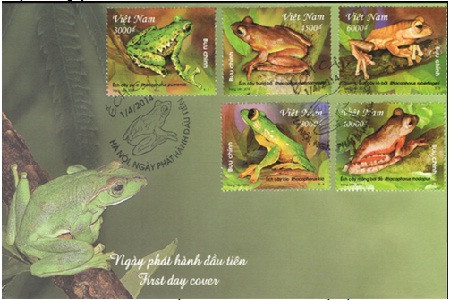 "Ếch cây" là bộ tem bưu chính đầu tiên phát hành trong năm 2014. 