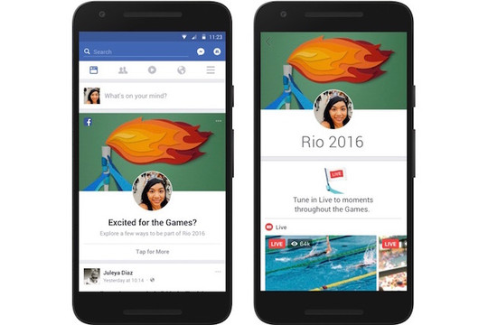  Facebook cung cấp các tính năng liên quan đến Olympic Rio 2016 