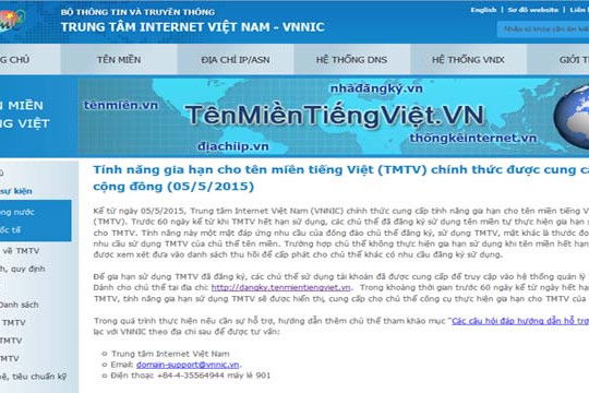  Các Nhà đăng ký tên miền “.vn” triển khai cấp phát tên miền tiếng Việt 