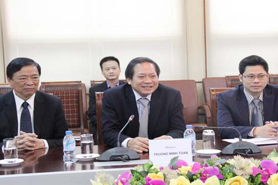  Bộ trưởng Bộ TT&TT Trương Minh Tuấn tiếp và làm việc với Đoàn công tác của Hội Nhà báo Thái Lan 