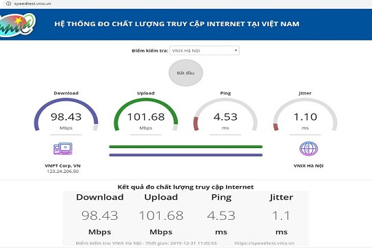  Đã có hệ thống đo chất lượng truy cập Internet trực tuyến tại Việt Nam 