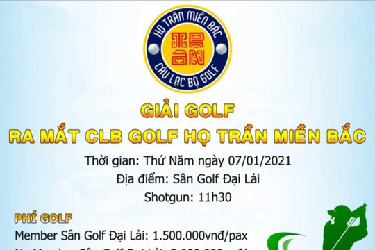 Giải golf Ra mắt CLB golf họ Trần miền Bắc chuẩn bị khởi tranh