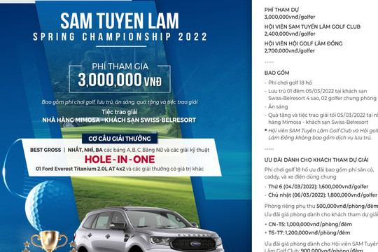 Giải đấu “SAM Tuyen Lam Spring Championship 2022” khởi tranh vào đầu tháng 3