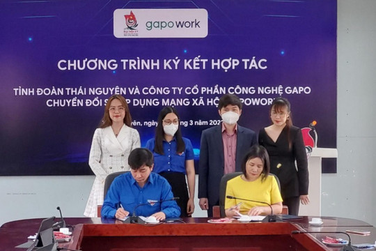 Tỉnh đoàn Thái Nguyên ký kết hợp tác với GapoWork tăng cường chuyển đổi số