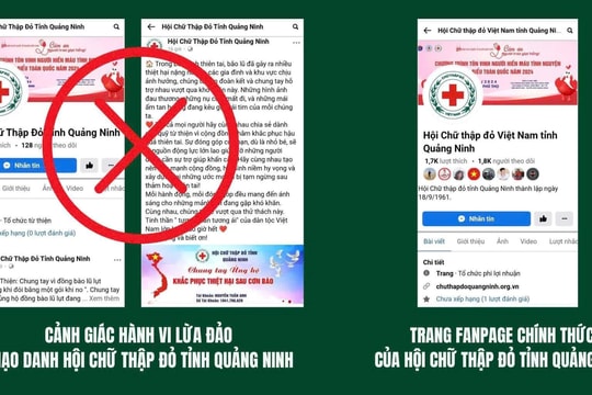 Mạo danh fanpage Hội Chữ thập đỏ Quảng Ninh để kêu gọi quyên góp ủng hộ người dân vùng bão