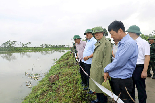 Chủ tịch HĐND thành phố Hà Nội Nguyễn Ngọc Tuấn kiểm tra các tuyến đê tại huyện Thường Tín