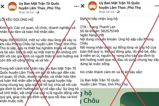 Xuất hiện fanpage giả mạo Ủy ban MTTQ huyện Lâm Thao kêu gọi ủng hộ