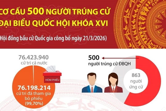 Cơ cấu 500 người trúng cử Đại biểu Quốc hội khóa XVI