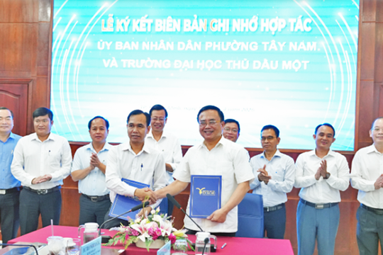 Trường Đại học Thủ Dầu Một và phường Tây Nam hợp tác thúc đẩy khoa học - công nghệ và chuyển đổi số