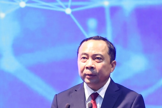 Bộ trưởng Bộ KH&CN Vũ Hải Quân phát biểu tại Lễ chào mừng Ngày KHCN và ĐMST Việt Nam cùng Hội nghị triển khai công nghệ chiến lược