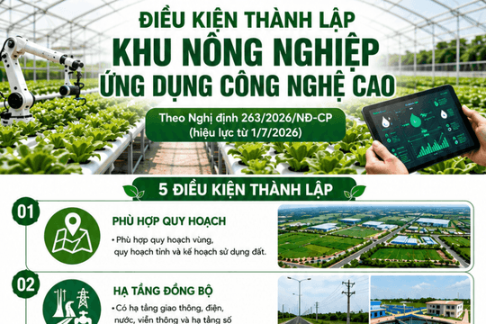 [Infogaphic] Điều kiện thành lập khu nông nghiệp ứng dụng công nghệ cao
