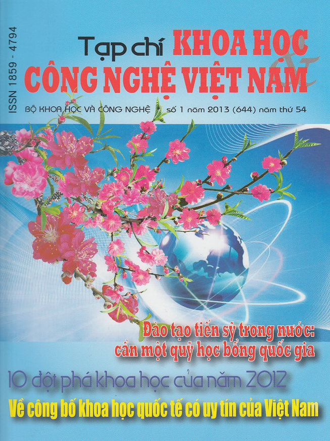 Tạp chí Khoa học và Công nghệ Việt Nam số 1 năm 2013 (644)